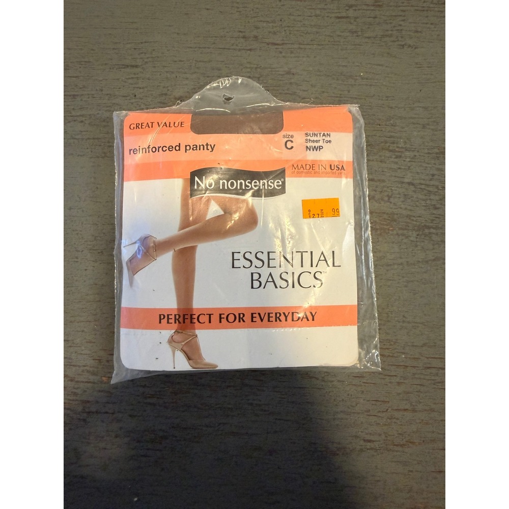 No Nonsense Essential Basics Pantyhose Suntan Size C Sheer Toe Reinforced Panty